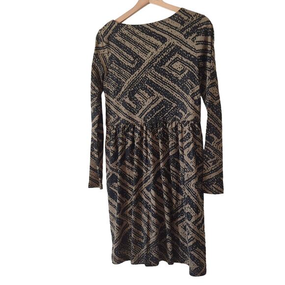 NWT Peruvian Connection Dress Womens XS Long Sleeve Pima Cotton Olive Blockprint - Picture 4 of 11